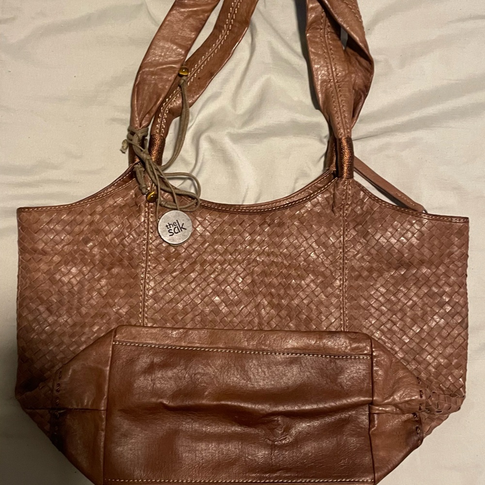 The Sak Tan Woven Leather Tote
